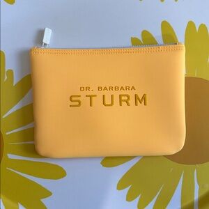 NWT Dr. Barbara Sturm Neoprene Yellow Zippered Pouch White Zipper & Pull